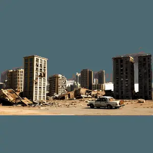 Ravaged City Panorama PNG wau