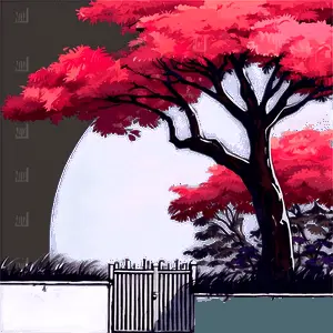 Red Aesthetic Anime Scenery PNG kvo