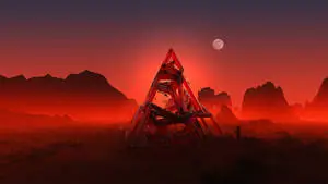 Red Aesthetic Mystery 3D Art Landscape