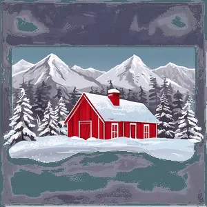 Red Aesthetic Snowy Landscape PNG 06112024