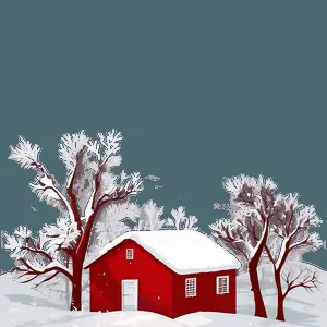 Red Aesthetic Snowy Landscape PNG 06112024