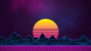 Retrowave Futuristic Sun Landscape 4K