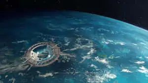 Tropical view of Scarif from Star Wars