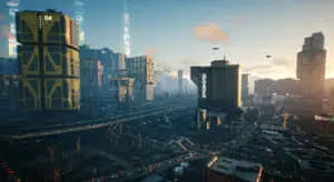 Futuristic sci-fi game battle scene