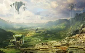 Sci-Fi Landscape And Floating Islands