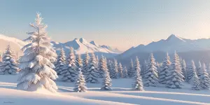 Snowy Village in Winter Light