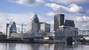 The George Rogers Clark Memorial Bridge In Louisville At Daytime