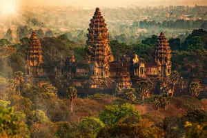 Top View Of The Bayon Temple And Angkor Thom
