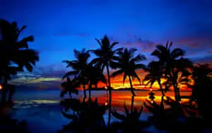 Tropical Sunset Reflection Beautiful Calming