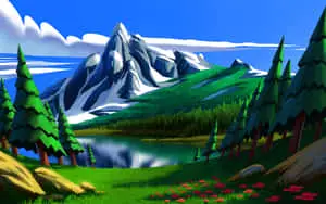 Vibrant Mountain Landscape Art
