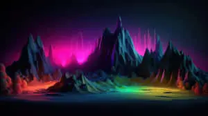 Vibrant Neon Mountain Landscape