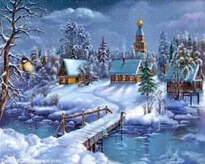 A tranquil winter landscape beneath a blanket of snow
