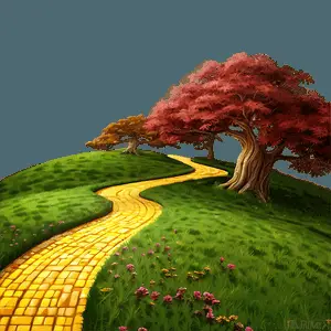 Yellow Brick Road Fantasy Landscape PNG 06262024