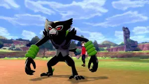 Legendary Pokemon Zarude with Trainer in Vibrant Jungle Landscape