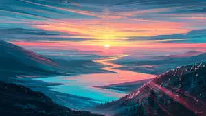 "Breathtaking Zigzag River Cutting Through a Pristine Aesthetic Landscape"